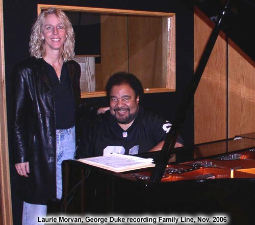 George Duke and Laurie Morvan at recording session for Laurie's song, Family Line.