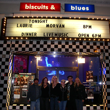 Laurie Morvan Band outside Biscuits and Blues in San Francisco, CA