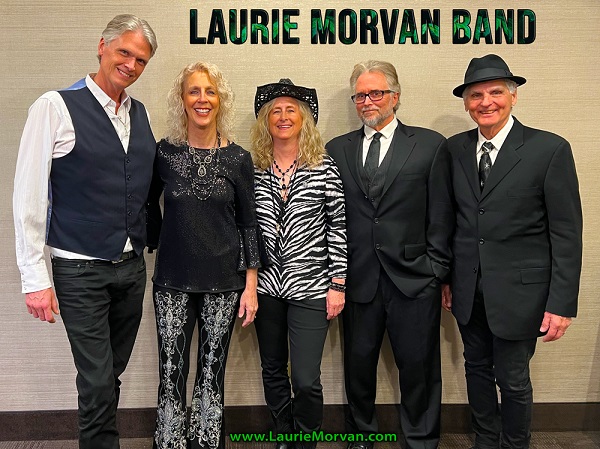 Laurie Morvan band members: Adam Gust, Lisa Morvan, Laurie Morvan, Chris Rhyne and Pat Morvan.