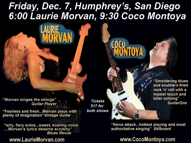 Show announcment with Laurie Morvan and Coco Montoya at Humphrey's in San Diego.