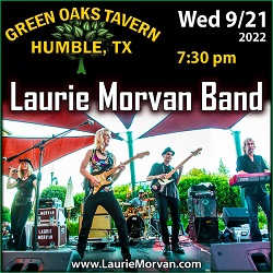 Laurie Morvan Band at Green Oaks Tavern on Wednesday September 21, 2022 at 7:30pm.