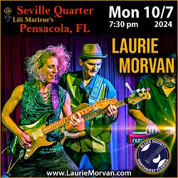 Laurie Morvan featured at Seville Quarter in Pensacola Fl on October 7, 2024.