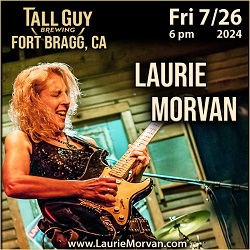 Laurie Morvan show at Tall Guy Brewing in Fort Bragg, CA on July 26, 2024.