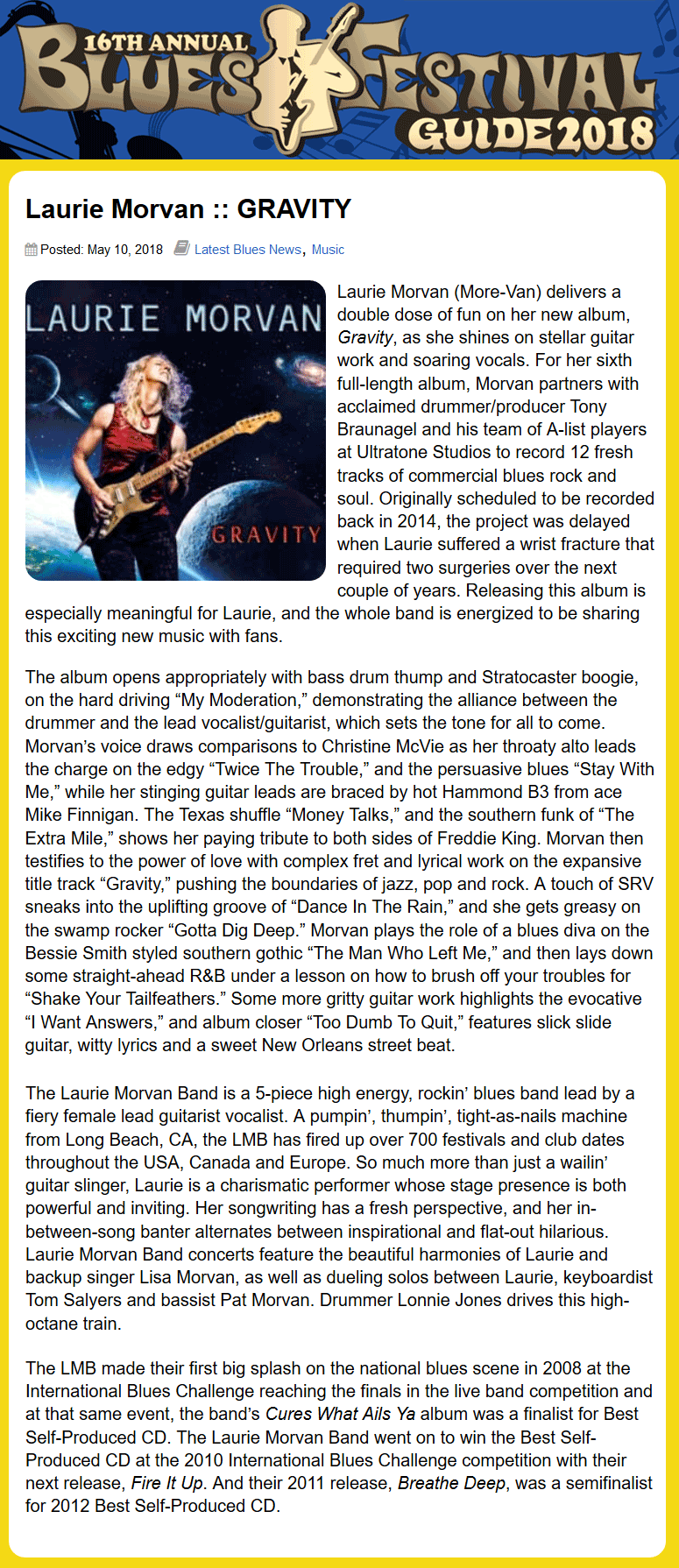 Blues Festival Guide review of Gravity CD