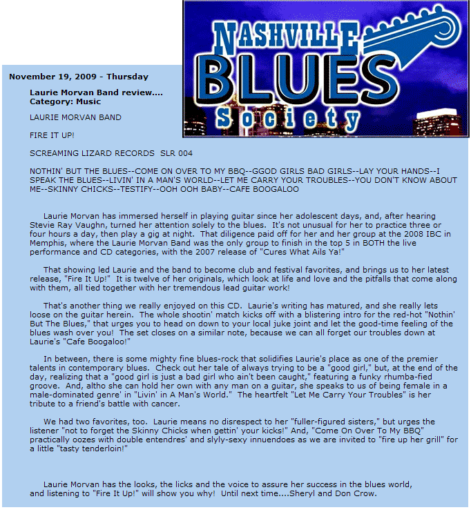 Nashville Blues Society - Blog, Fire It Up! CD review