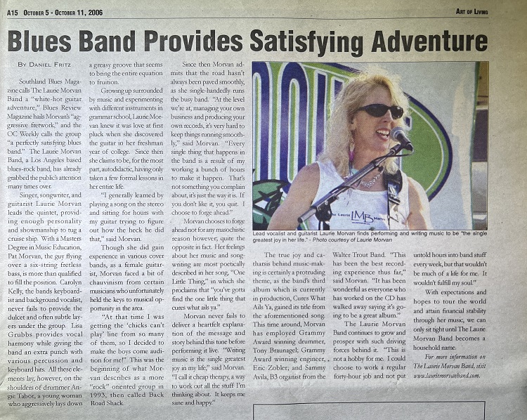 Pasadena Independent and Core Media Group Interview with Laurie Morvan published October 5, 2006.