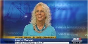 screenshot of Laurie Morvan on WLOX TV, Biloxi MS