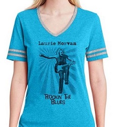 Rockin The Blues Ladies V-Neck shirt in Caribbean Blue